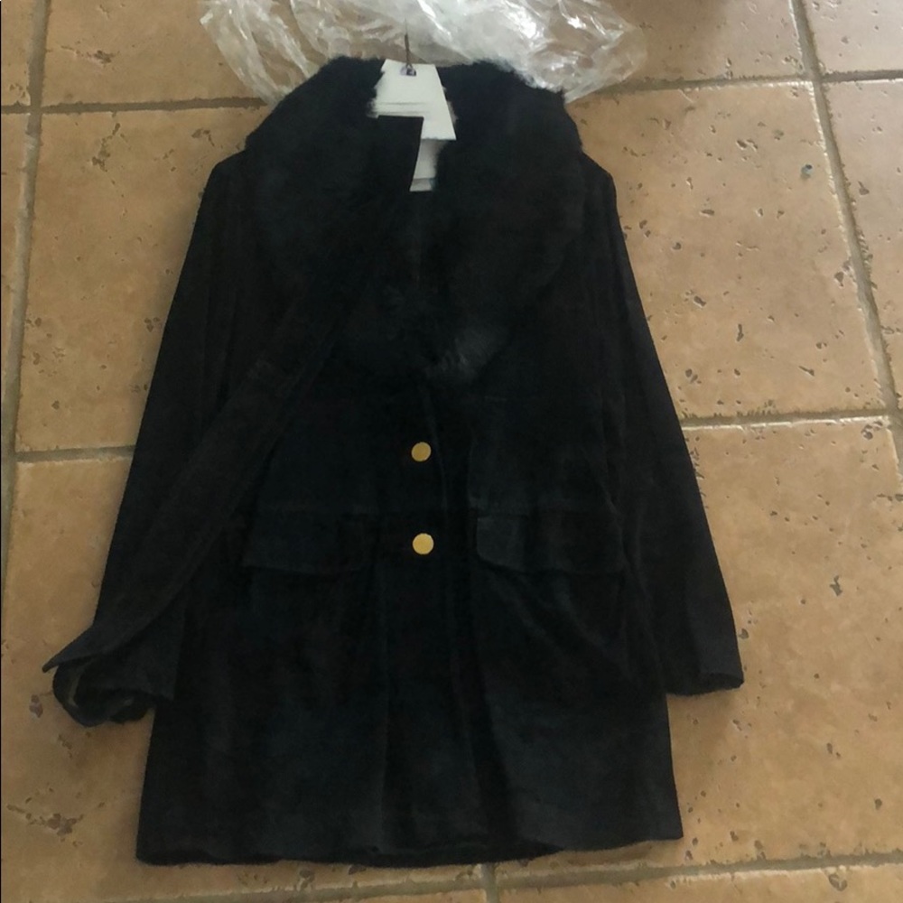 Suede and rabbit fur coat size M Marciano